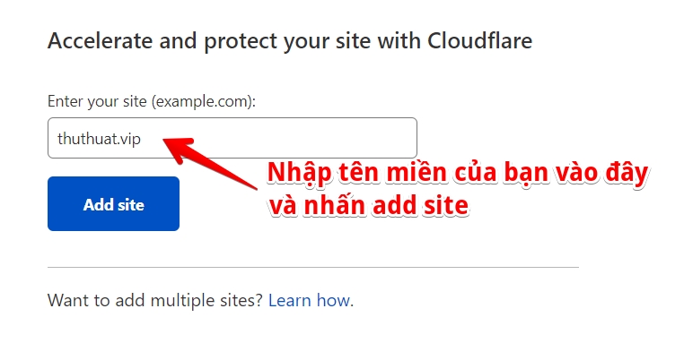 Thêm tên miền website vào CloudFlare