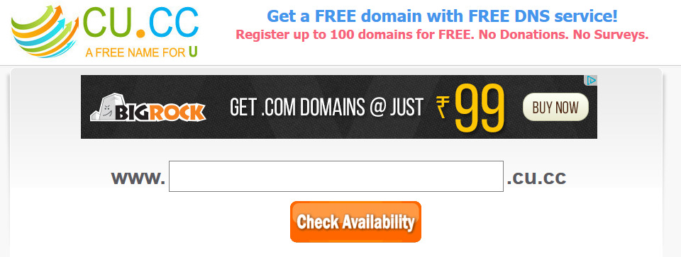 Website đăng ký free domain CU.CC