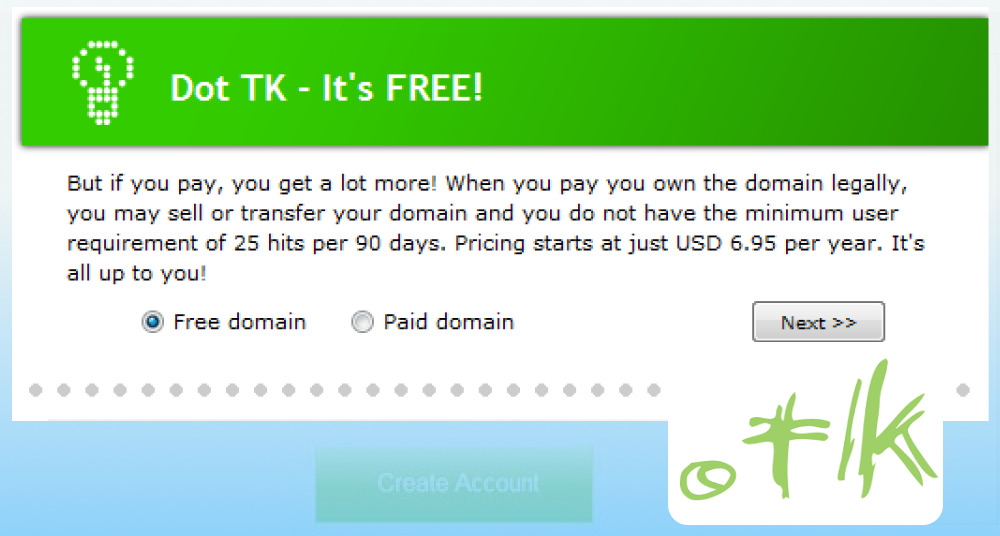 Website đăng ký domain miễn phí DOT.TK