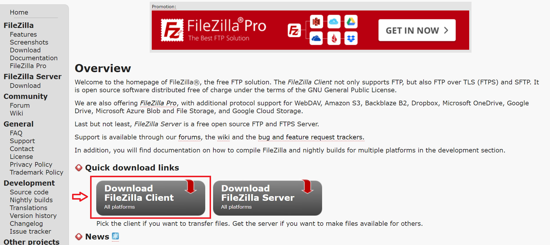 tải filezilla client về máy